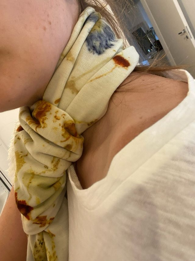 Sciarpa Ecoprint in maglina di lana