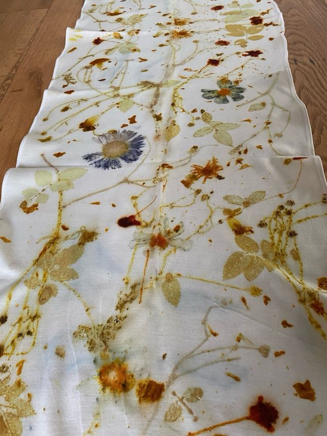 Sciarpa Ecoprint in maglina di lana