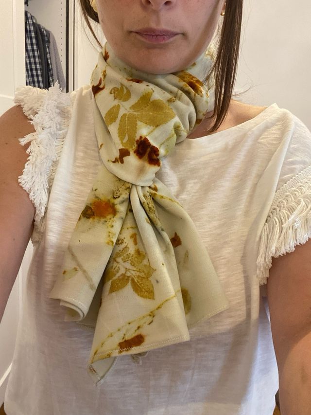 Sciarpa Ecoprint in maglina di lana