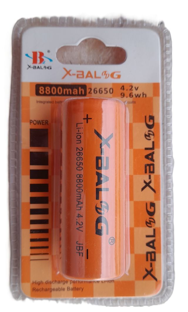 2 Batterie 26650 Polo Piatto 4,2V 8800 mAh
