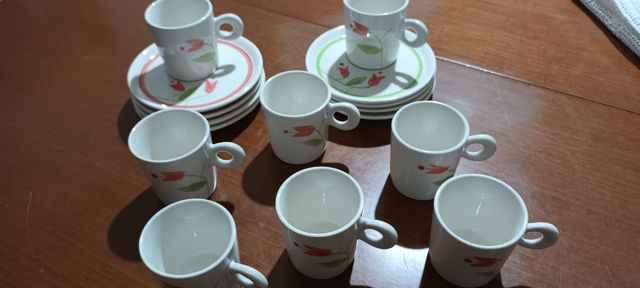 8 Tazzine caffè, Ceramica, Fiori