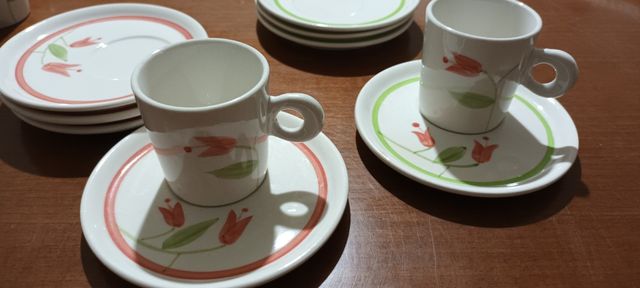8 Tazzine caffè, Ceramica, Fiori