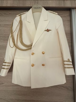 Traje comunión niño talla 9 beig-dorado
