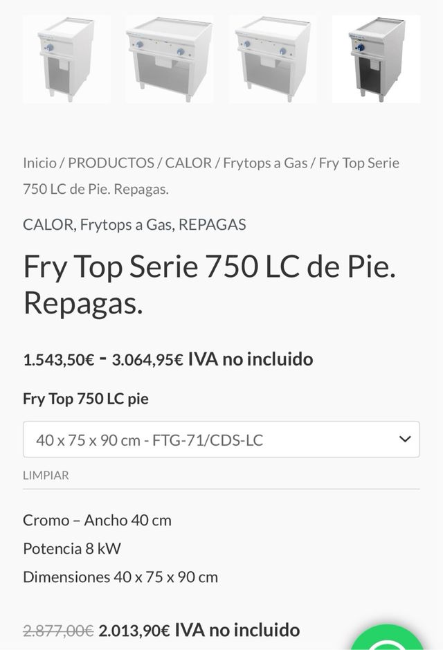 Plancha a gas Cronoduro