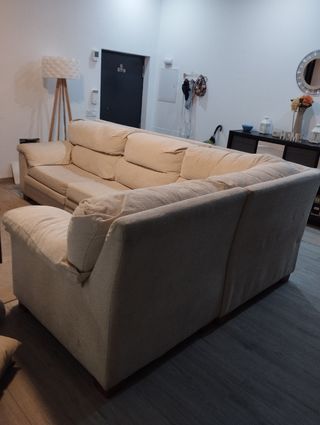 Sofá chaise longue beige