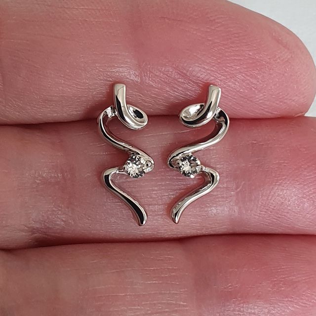 Pendientes ORO BLANCO Y SWAROVSKIS  REGALO NAVIDAD