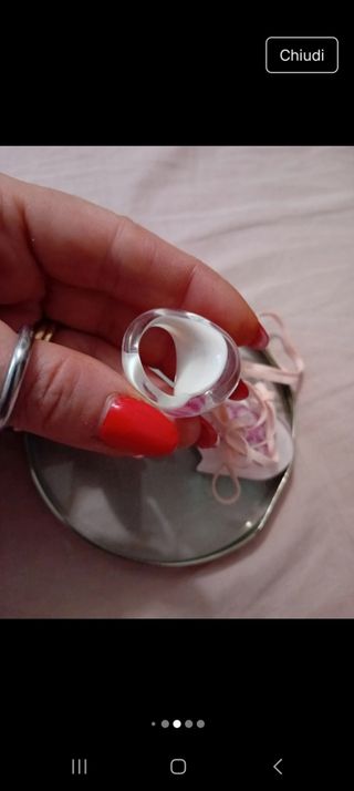 Collana cuore Murano rosa e anello +qqqqqqqqqqqq