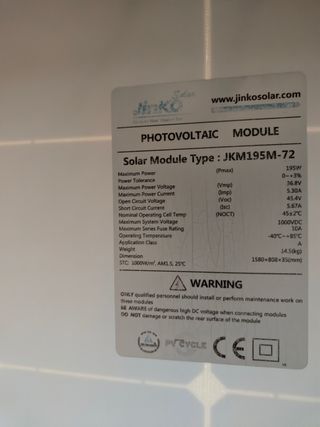 8 Paneles Solares Jinko 195W JKM195M-72