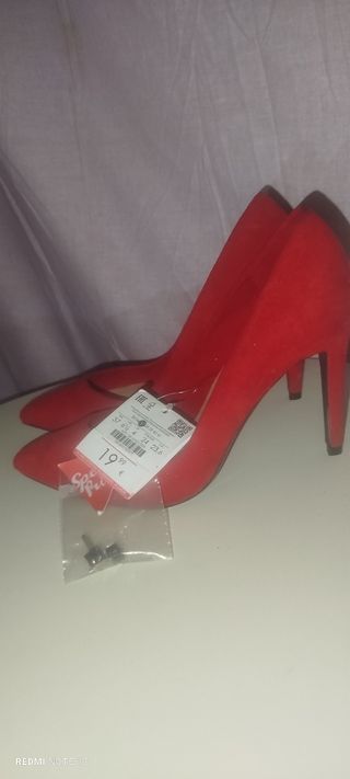 Zapatos rojos tacón - talla 37