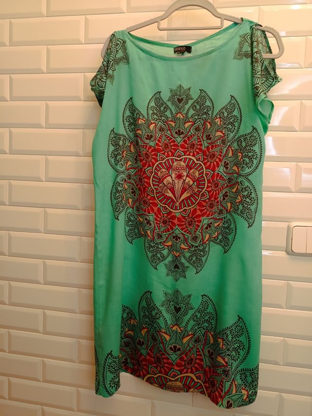 Vestido Blanco verano M verde