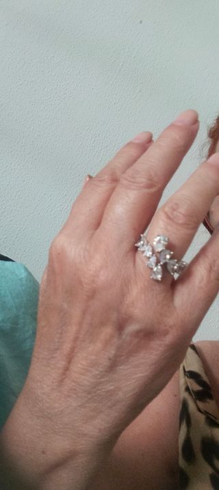 Anillo circonitas plata 925 ajustable.
