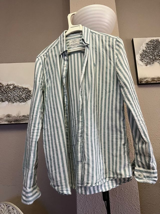 Camisa rayas verde-blanca hombre