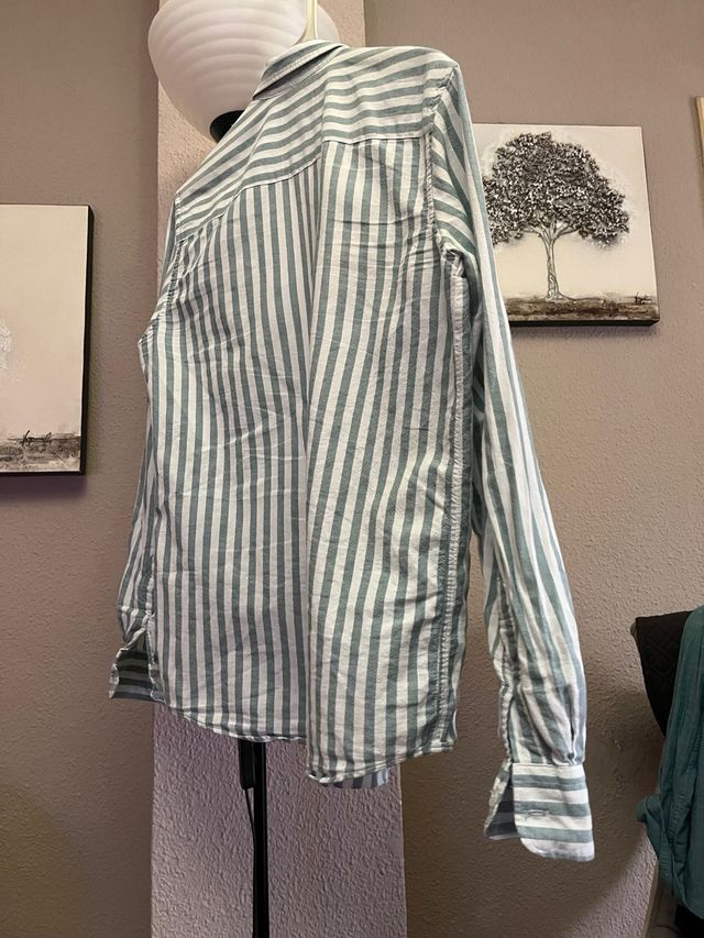 Camisa rayas verde-blanca hombre