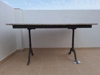 Mesa jardín mármol-hierro forjado
