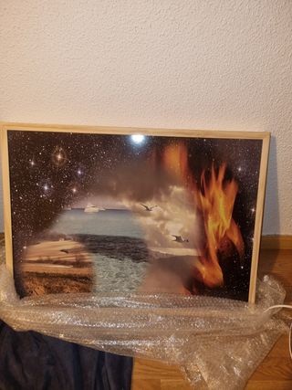 Cuadro luminoso madera - paisaje