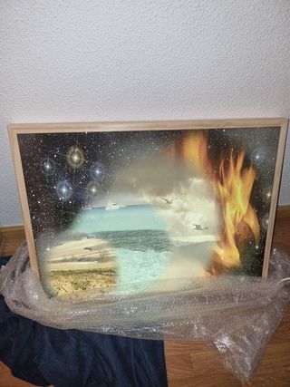 Cuadro luminoso madera - paisaje