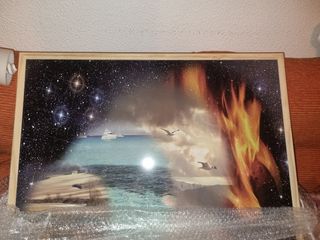 Cuadro luminoso madera - paisaje