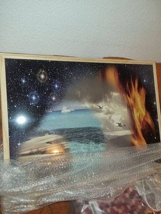 Cuadro luminoso madera - paisaje