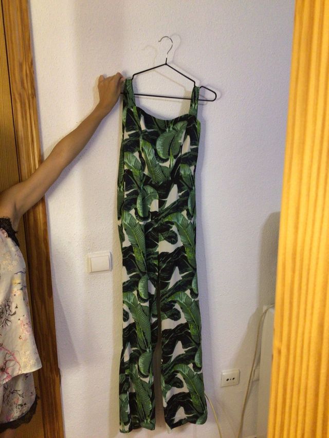 Mono estampado hojas - Verde blanco