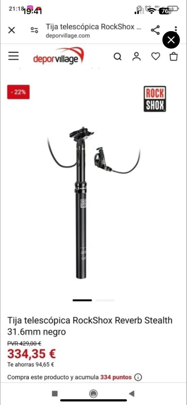 Tija telescópica Rockshox Reverb 31.6