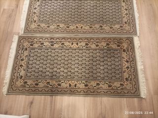 2 Alfombras lana - beige y azul