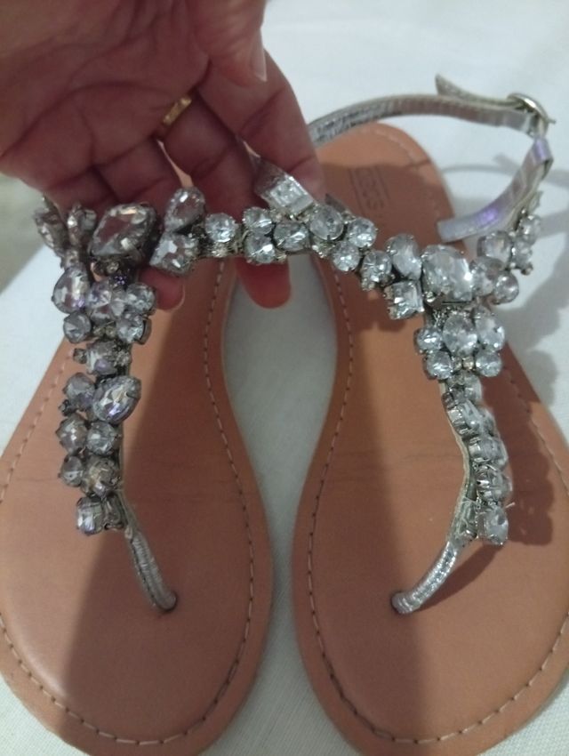 Chanclas brillantes plata