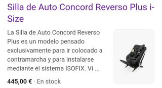 Silla Jané Concord Reverso plus  i-Size coche niño