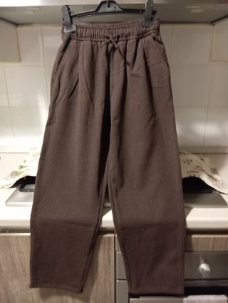 Pantaloni bimbo marroni a righe nere