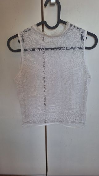 Top encaje blanco transparente