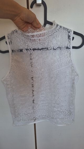Top encaje blanco transparente