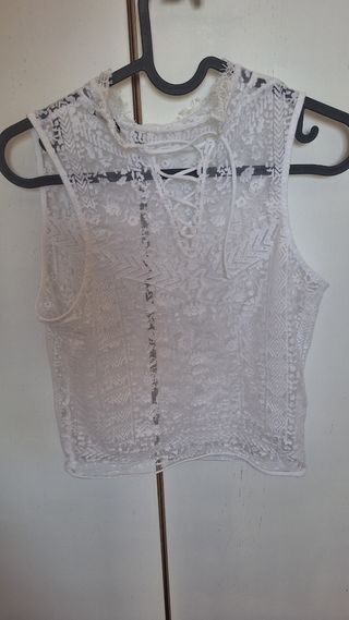 Top encaje blanco transparente