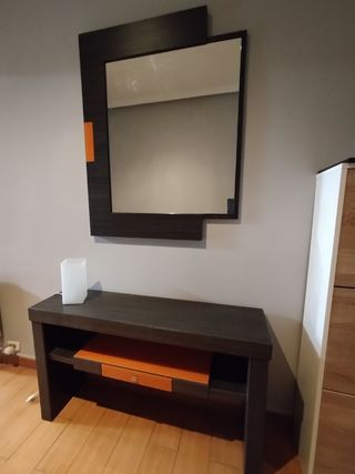 Mueble para entrada marrón-naranja