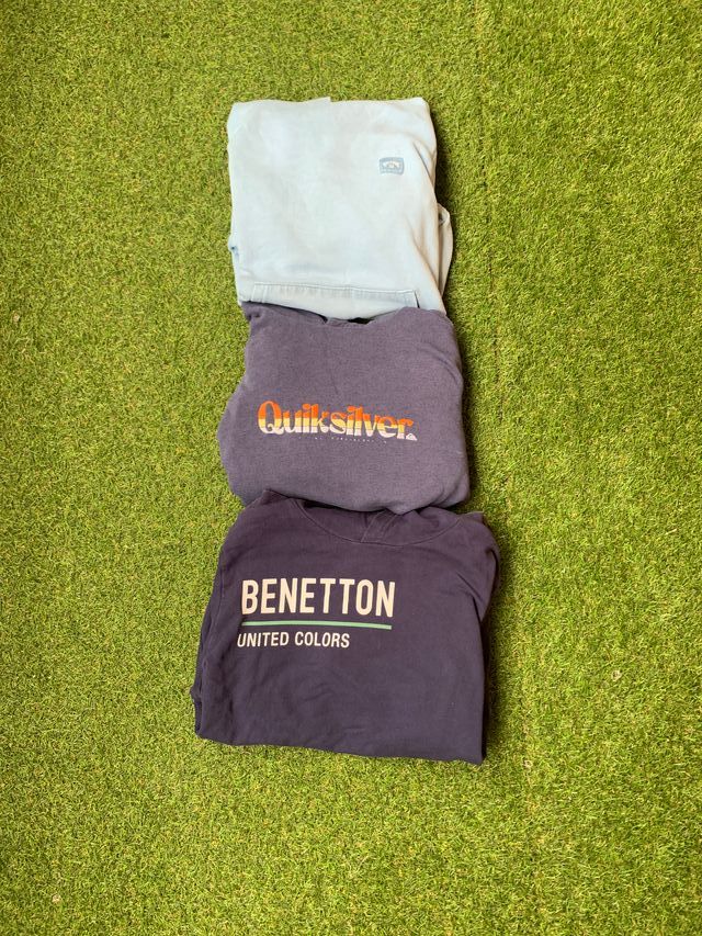 3 Sudaderas: Quicksilver, Billabong, Benetton