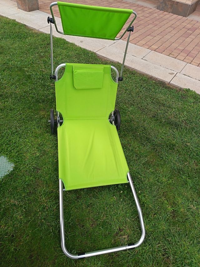 Tumbona plegable playa con carrito