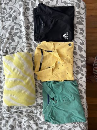 3 Camisetas Hombre - Negro, Verde, Amarillo