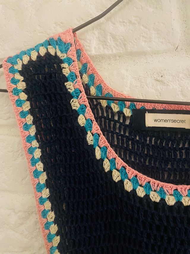 Vestido crochet y rayas Women'secret