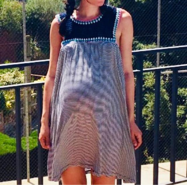 Vestido crochet y rayas Women'secret