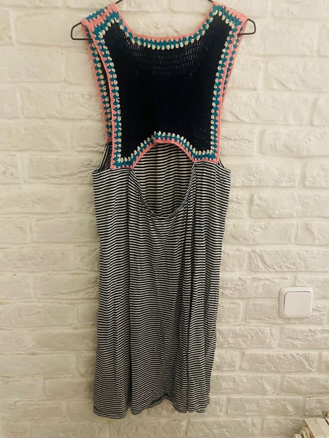 Vestido crochet y rayas Women'secret