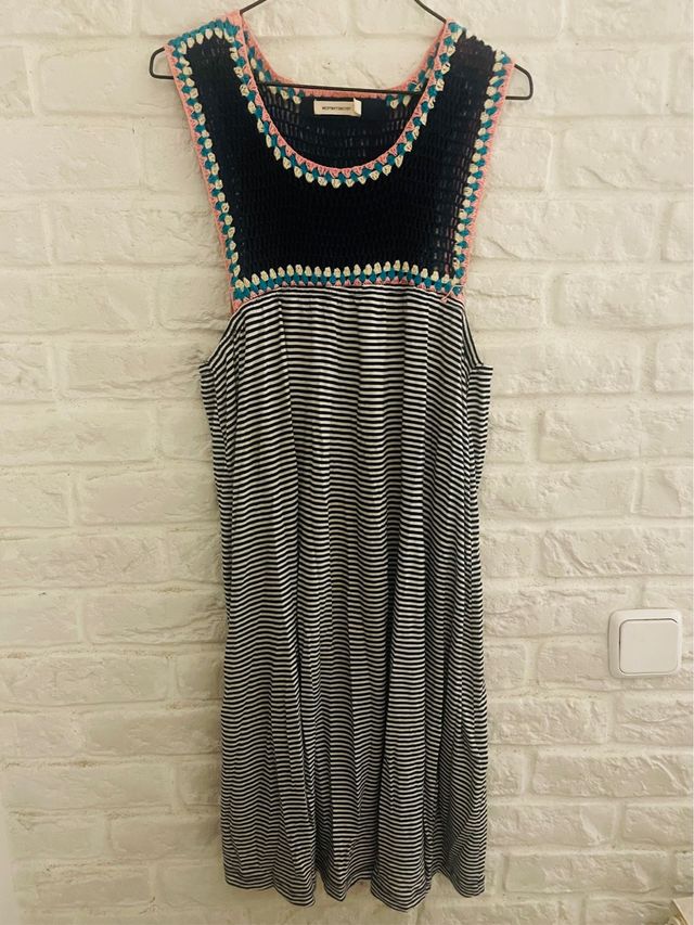 Vestido crochet y rayas Women'secret