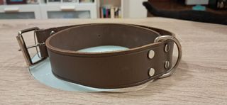 Collar cuero marrón perro talla grande
