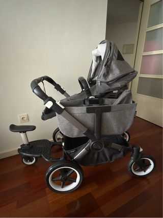 Bugaboo Donkey 5 gemelar gris + accesorios