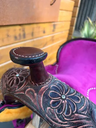 Silla montar western rosa
