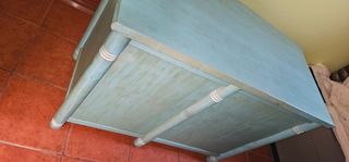 Mesa escritorio madera maciza azul