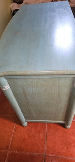 Mesa escritorio madera maciza azul