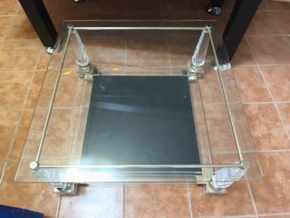 Mesa centro cristal y acrílico