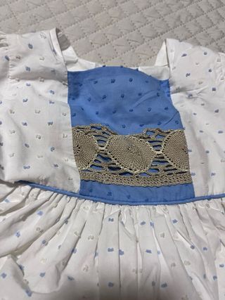Vestido niña  blanco celeste