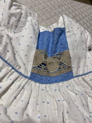Vestido niña  blanco celeste