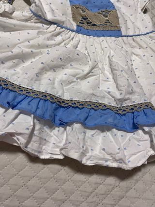 Vestido niña  blanco celeste