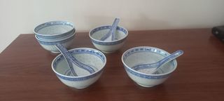 3Ciotole Riso - Porcellana Blu/Bianca