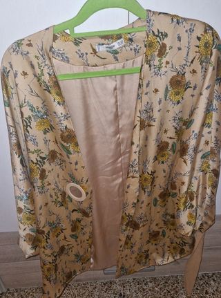 Kimono Mango floral beige-amarillo